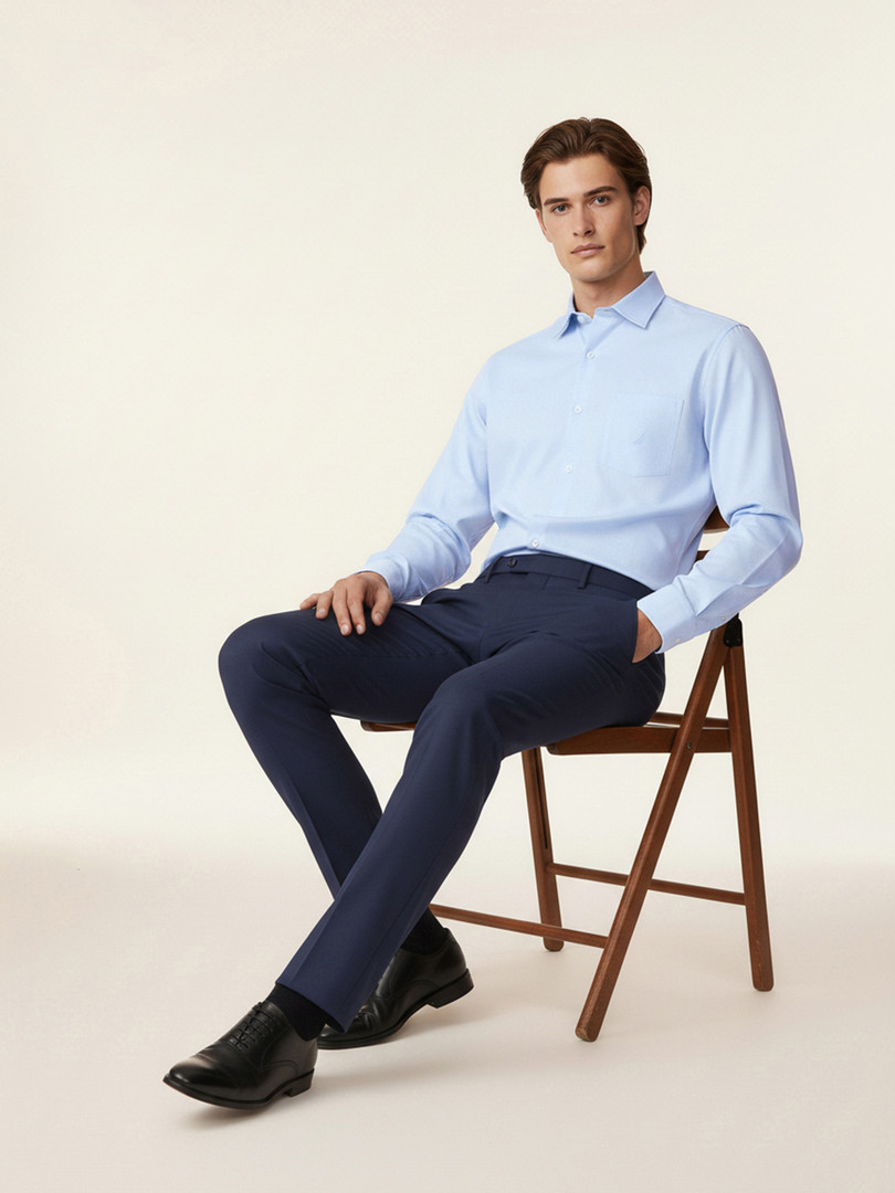 Nautica Pure Cotton Self-Design Slim Fit Formal Shirt