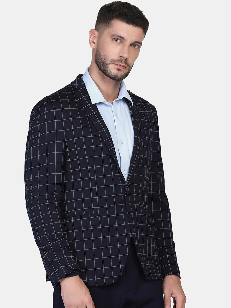 Blackberrys Men Two Piece Navy Check TechPro Formal Suits