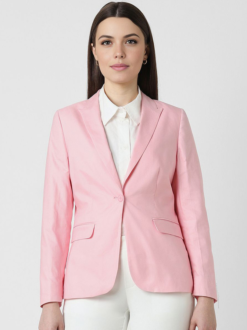 Van Heusen Woman Notched Lapel Pure Cotton Single-Breasted Formal Blazers