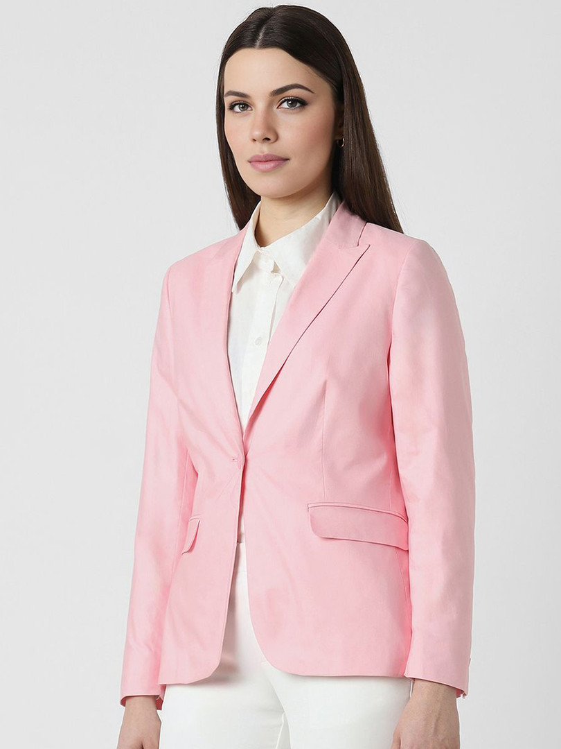 Van Heusen Woman Notched Lapel Pure Cotton Single-Breasted Formal Blazers