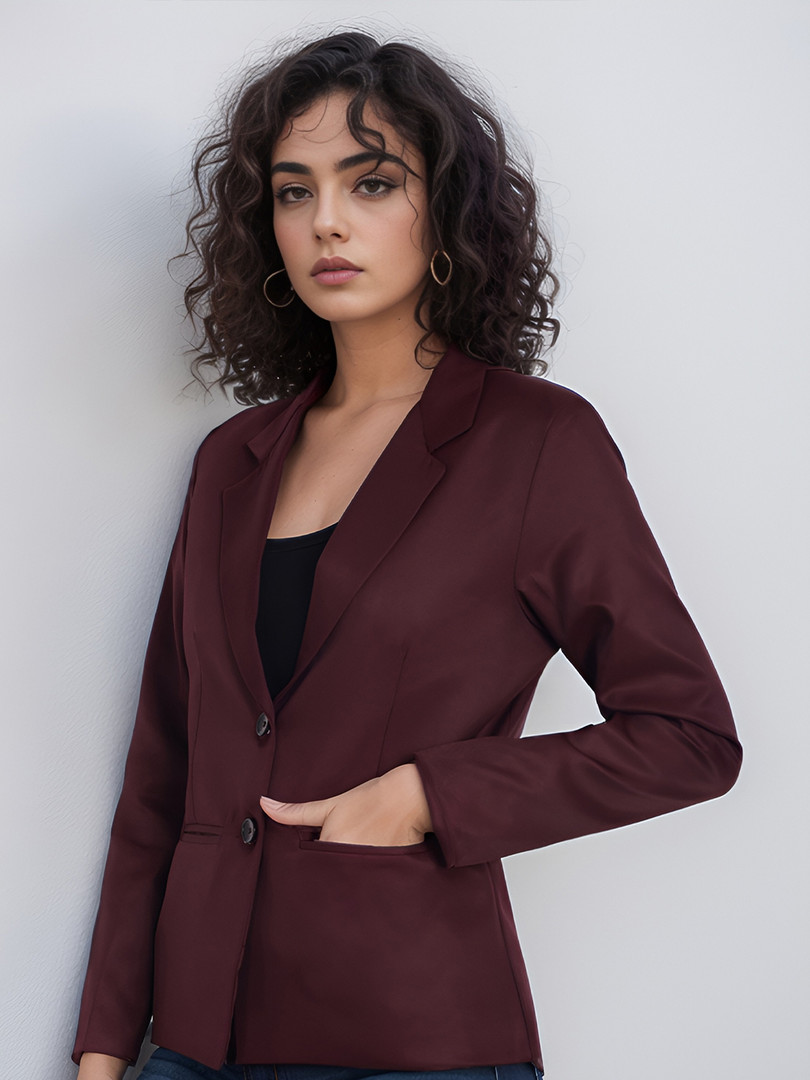 BAESD Notched Lapel Collar Single-Breasted Blazer