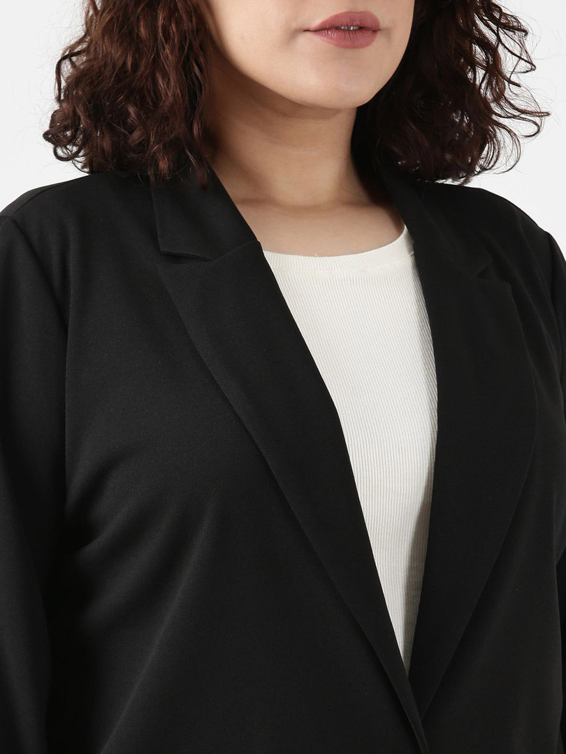 The Pink Moon Single-Breasted Black Scuba Crepe Formal Blazer