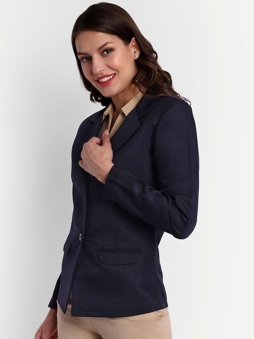 Blue Ronin Notched Lapel Single Breasted Cotton Formal Blazer