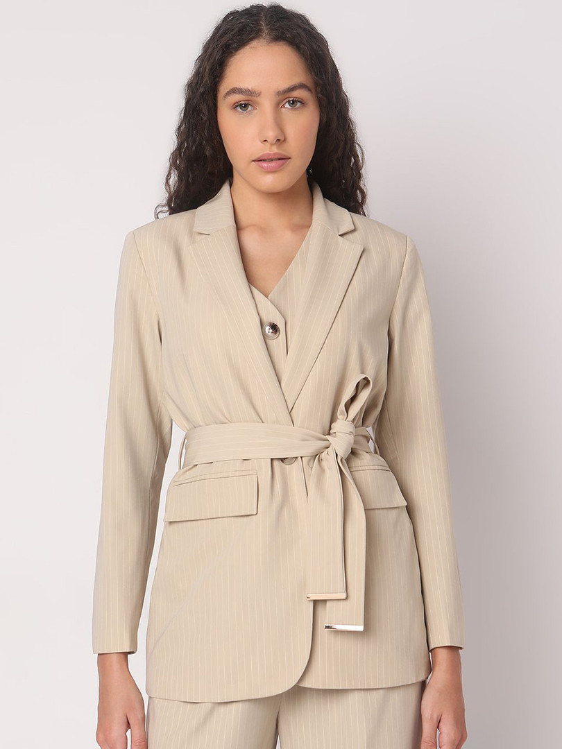Vero Moda Striped Single-Breasted Formal Blazers