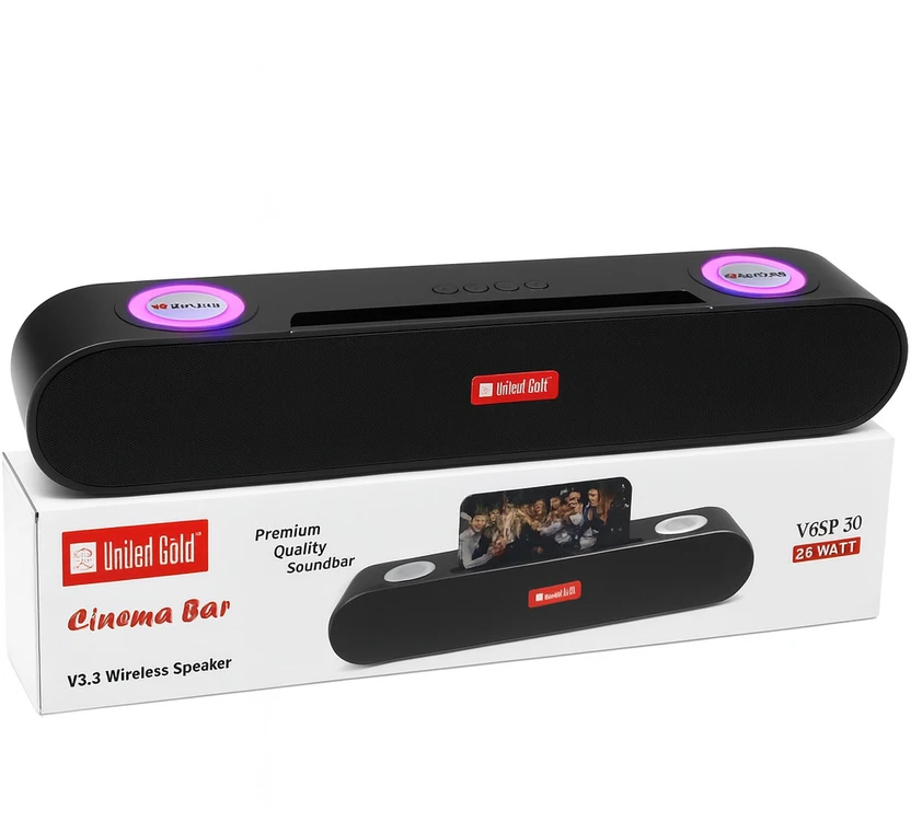united gold Dual Bass Thunder 10 W Bluetooth Soundbar (Black, 5.1...more