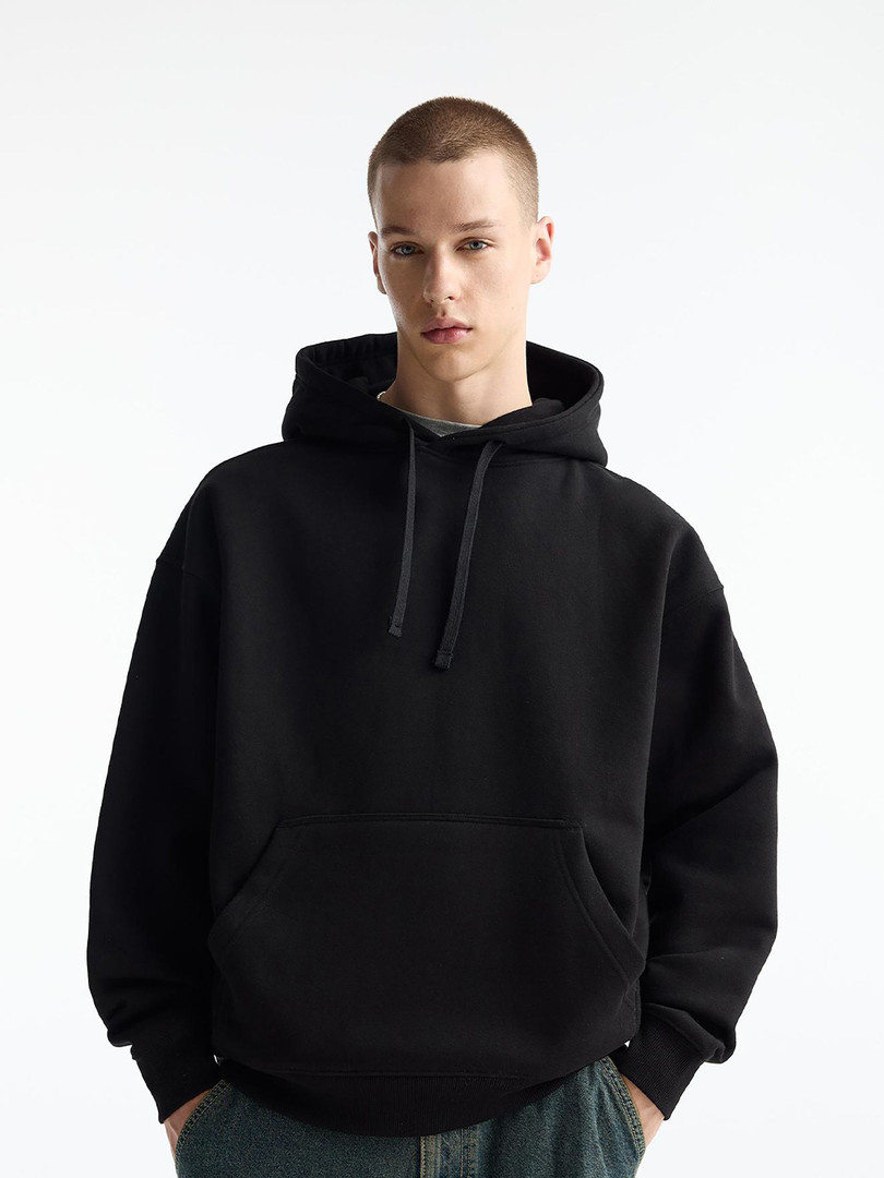 MISCHIEF MONKEY Men Solid Hooded Pullover Sweatshirt