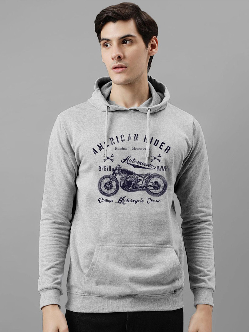 ADRO Men Printed Hooded Pullover Sweatshirt