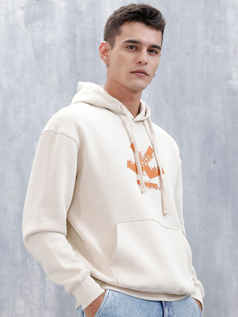 WROGN Men Solid Hooded Long Sleeves Hooded Pullover Regular Sweatshirt