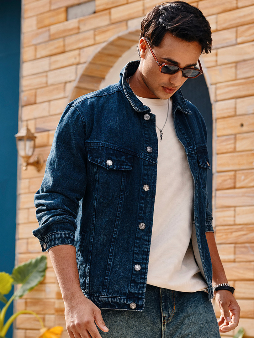 Urbano Fashion Men Regular Fit Washed Sleeveless Denim Jacket