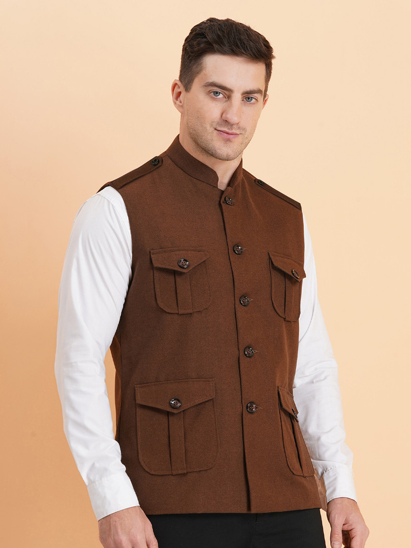 SG LEMAN Men Woven Nehru Jacket
