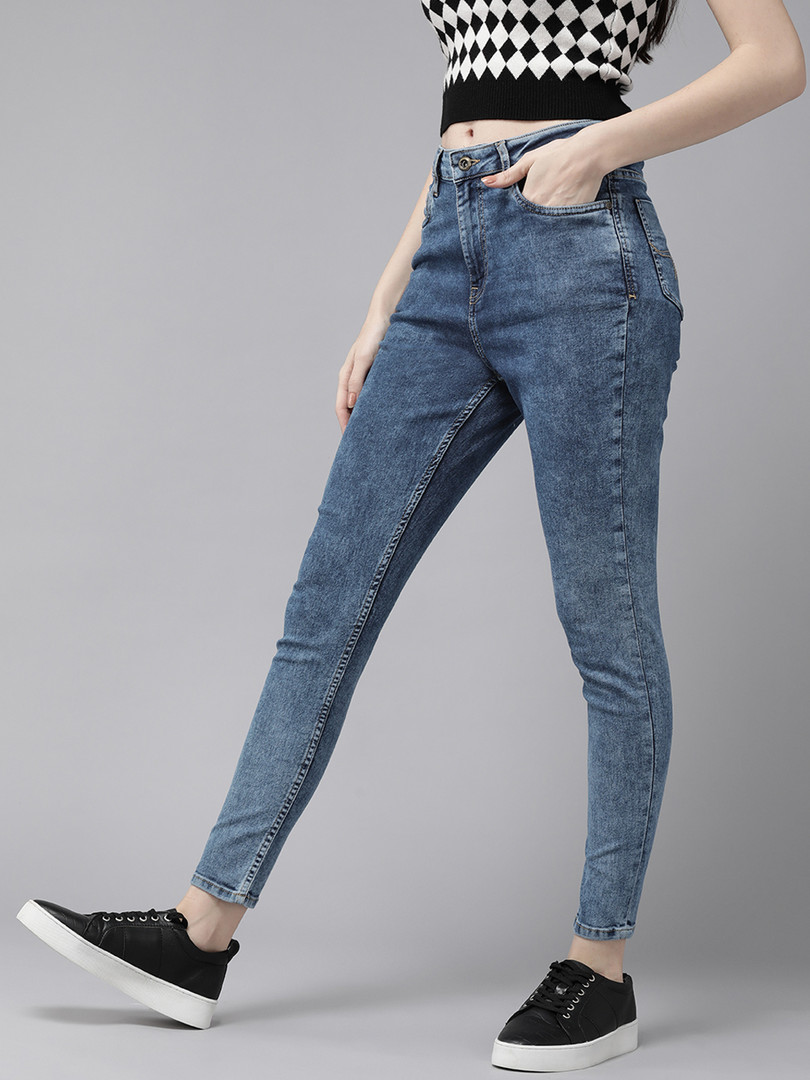 Roadster Women Blue Super Skinny Fit High-Rise Clean Look Stretchable Jeans