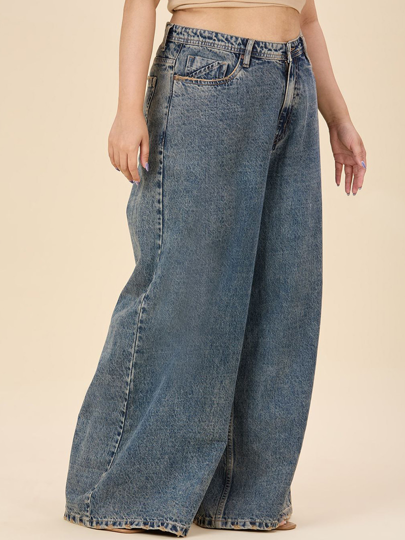 Turning Blue Plus Size Women Wide Leg High-Rise Stretchable Jeans