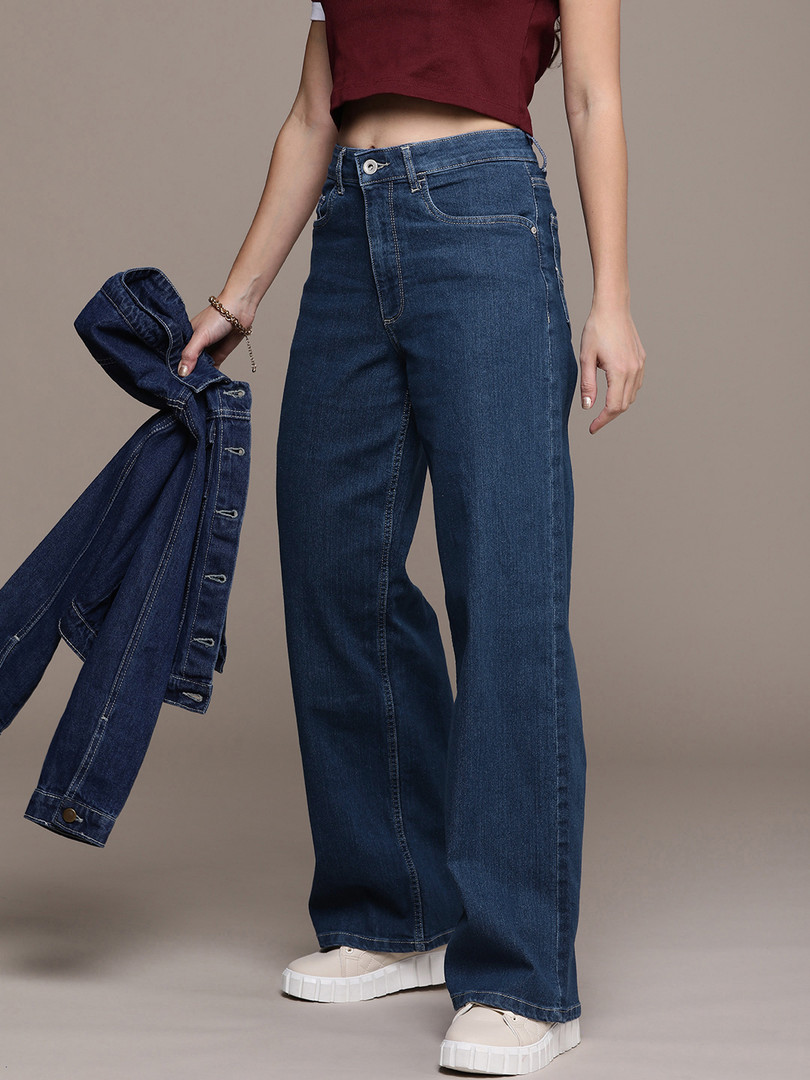 Roadster The Life Co. Women Wide Leg High-Rise Light Fade Stretchable Jeans