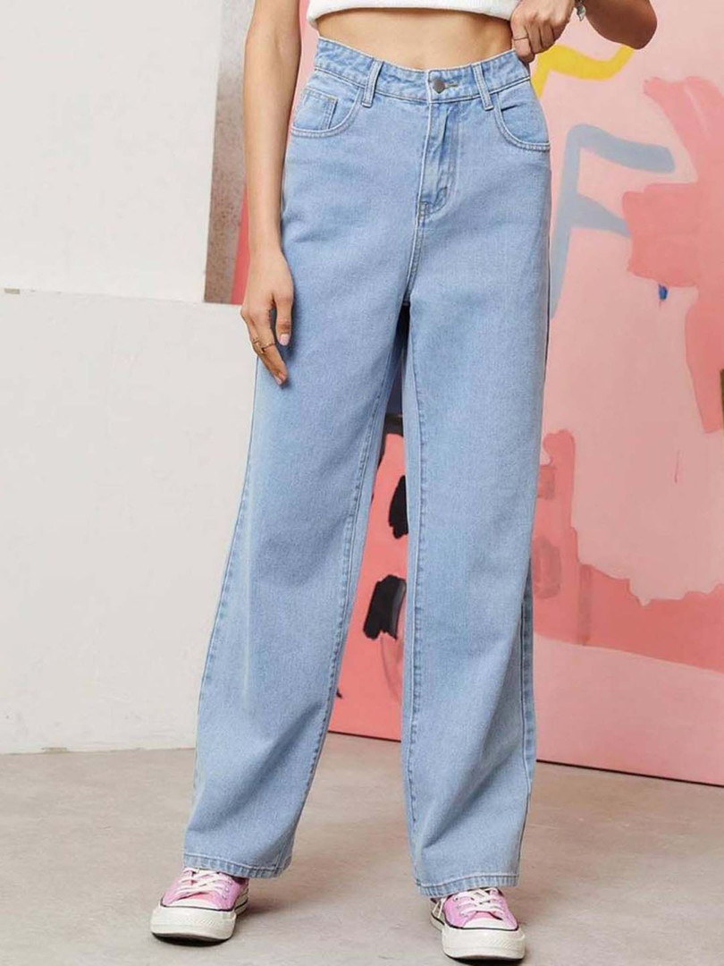 Stylecast X Kotty Women Wide Leg High-Rise Pure Cotton Jeans