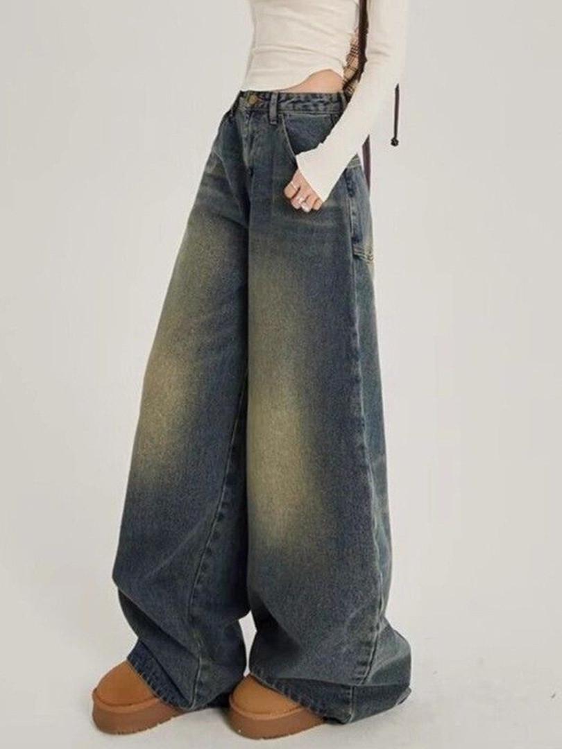 StyleCast x Revolte Women Baggy Fit Mid-Rise Medium Fade Jeans