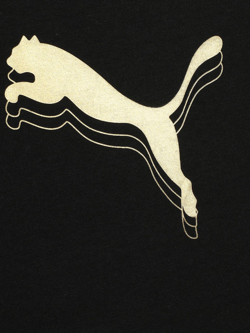Puma Girls Essentials Metallic Youth Brand Logo Printed Pure Cotton T-Shirt