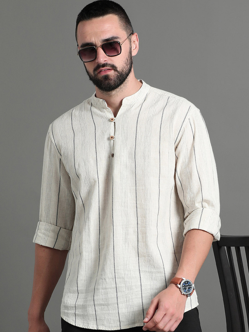 HERE&NOW Striped Cotton Short Kurta