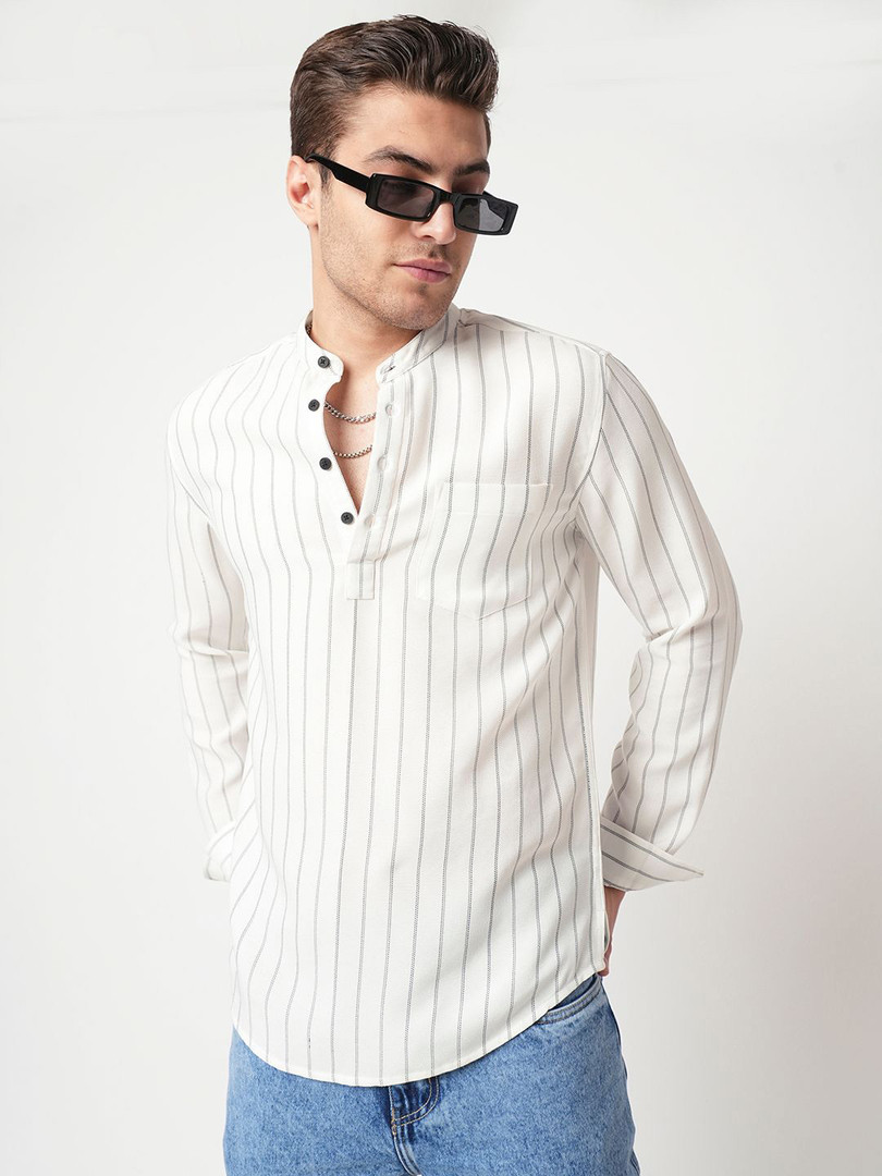 kurta VASTRADO Men Striped Thread Work Kurta