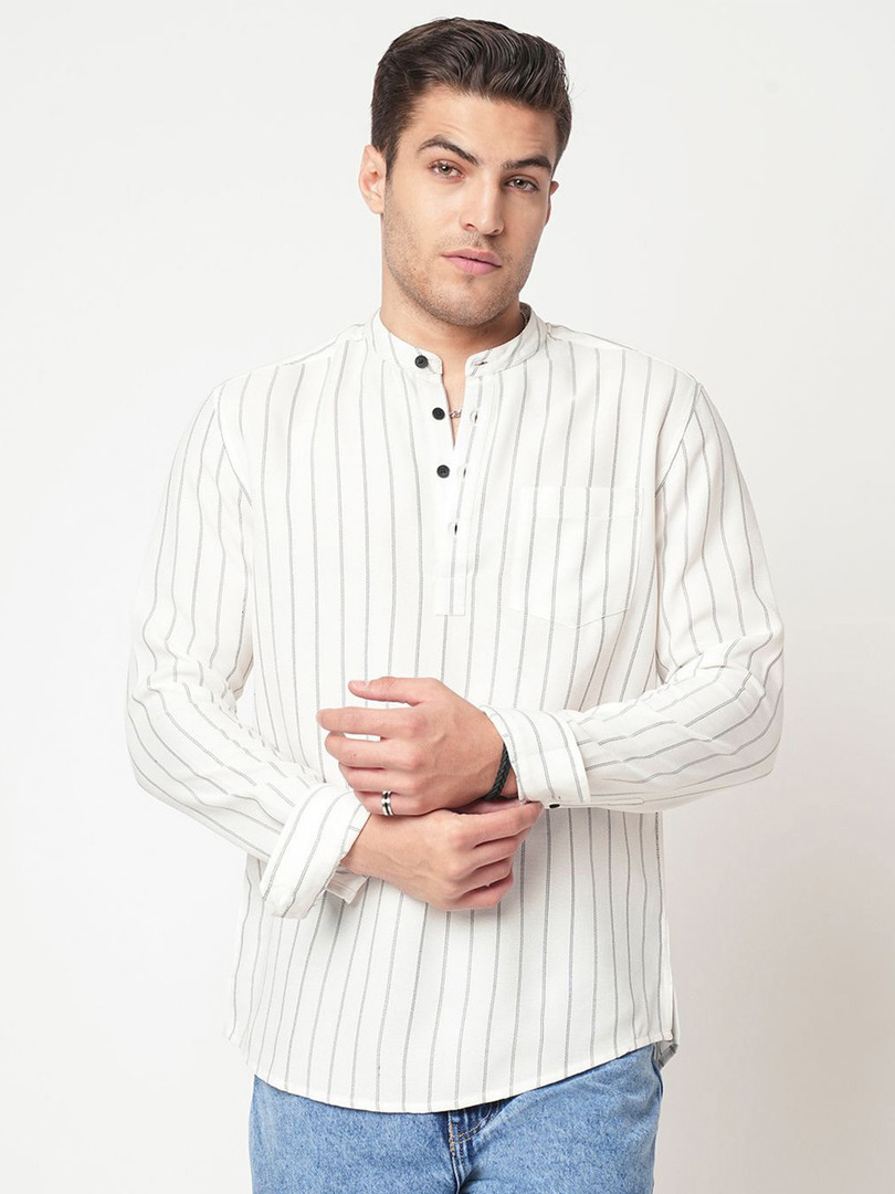 VASTRADO Men Striped Thread Work Kurta