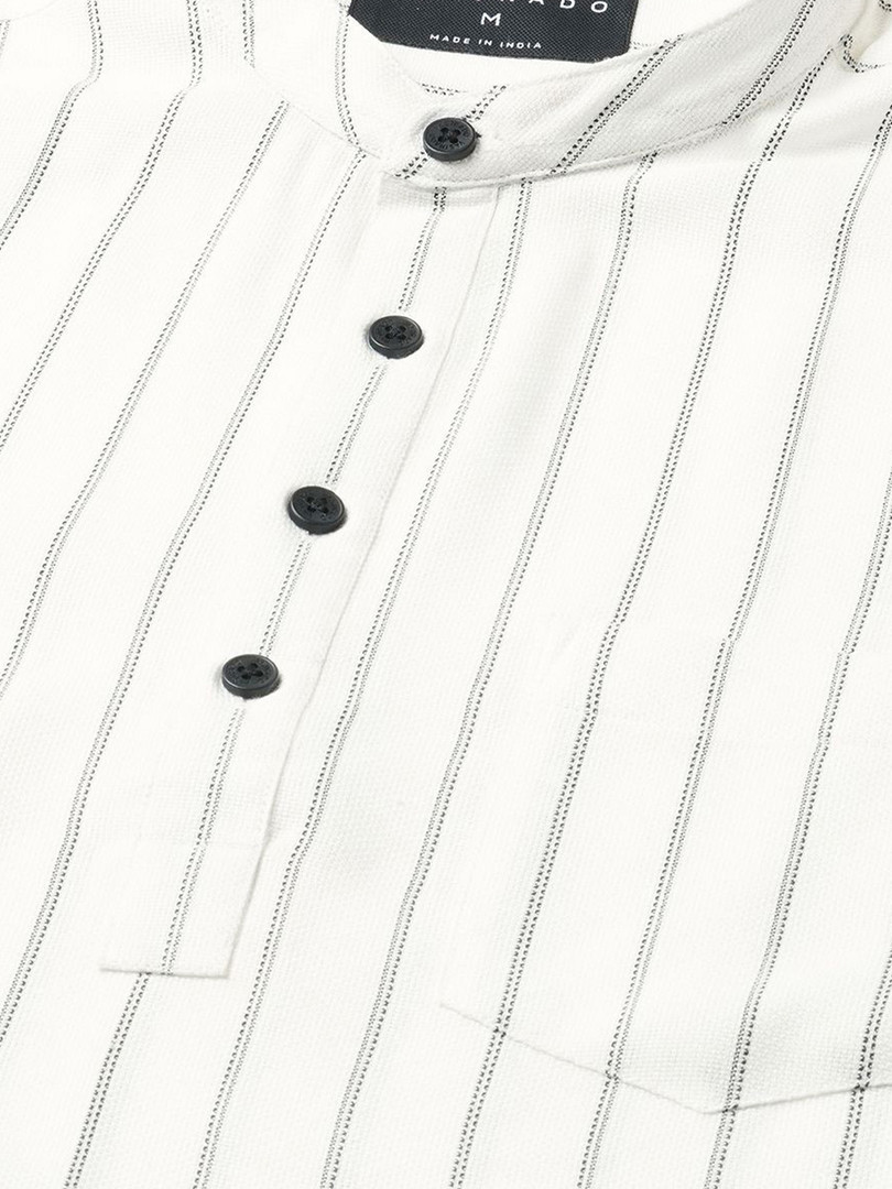 VASTRADO Men Striped Thread Work Kurta
