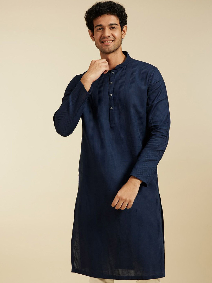 Diwas by Manyavar Textured Mandarin Collar Straight Kurta