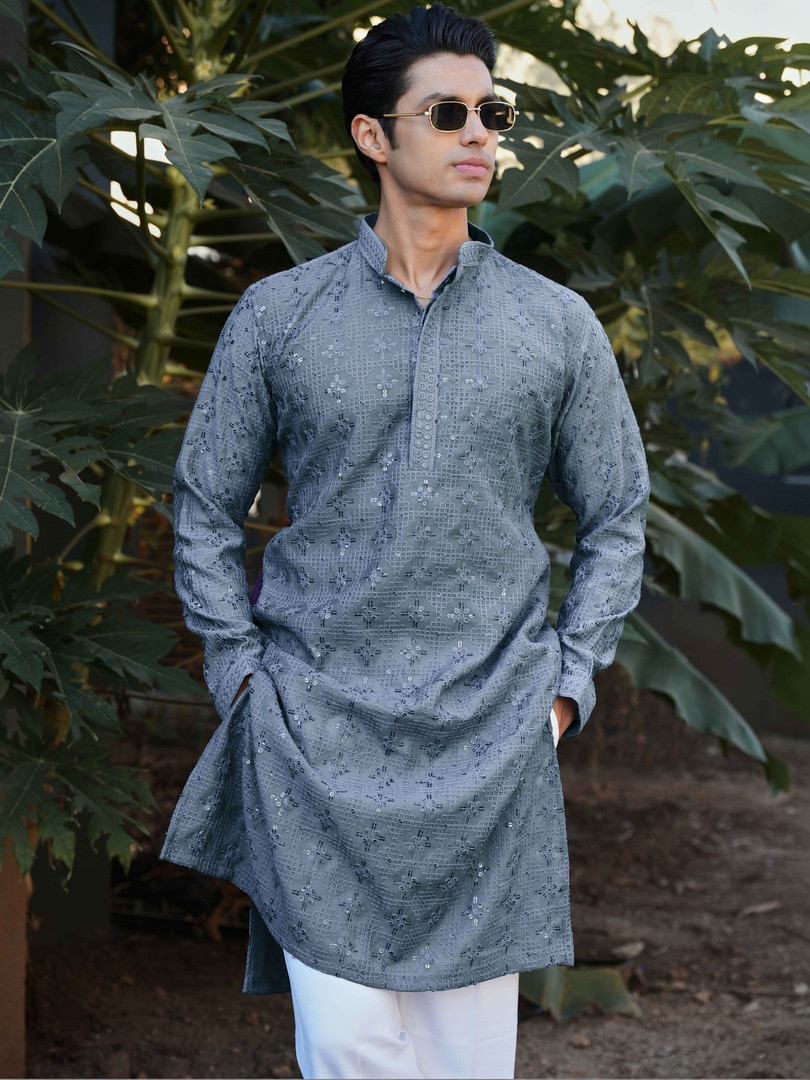 Anouk Men Geometric Embroidered Kurta