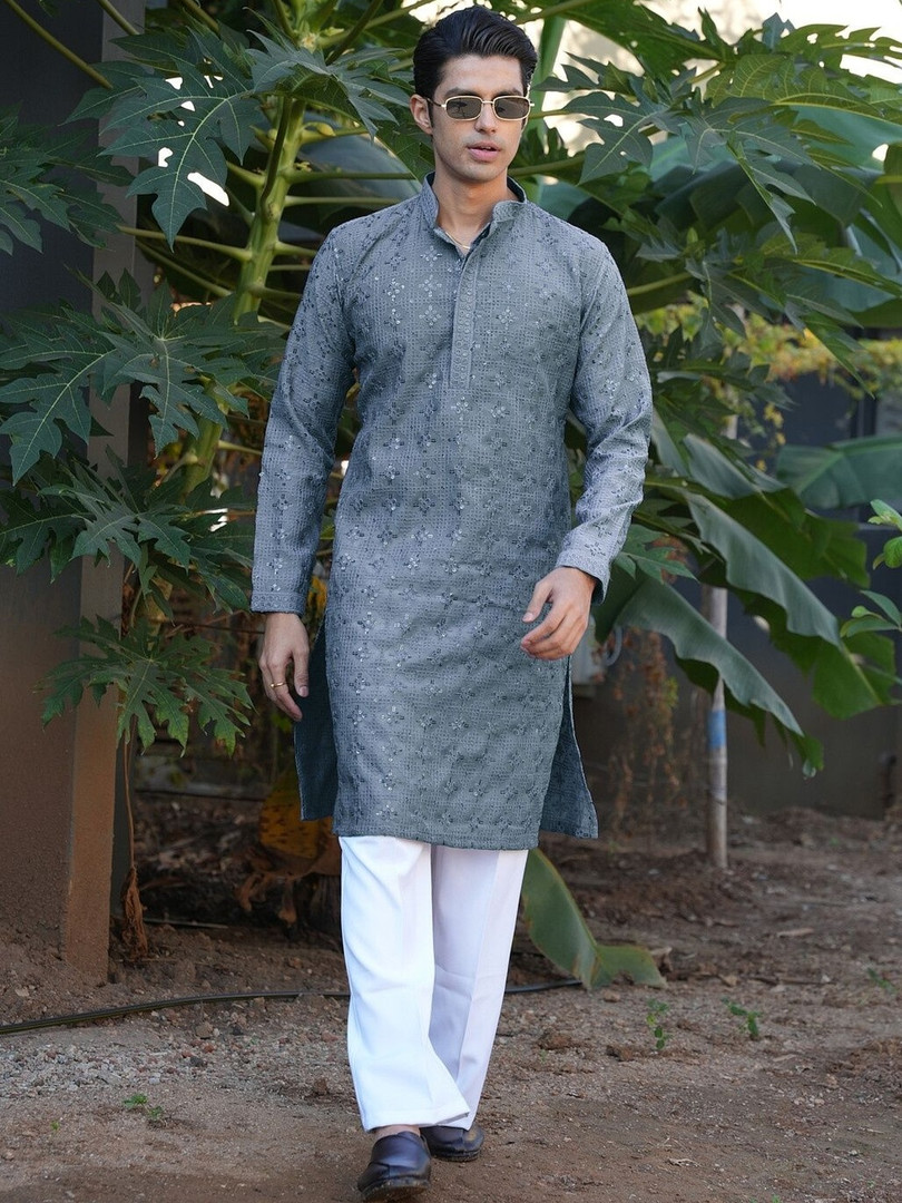 Anouk Men Geometric Embroidered Kurta