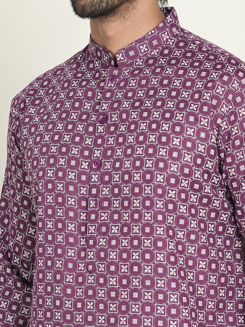 Jompers Floral Embroidered Mandarin Collar Silk Straight Kurta