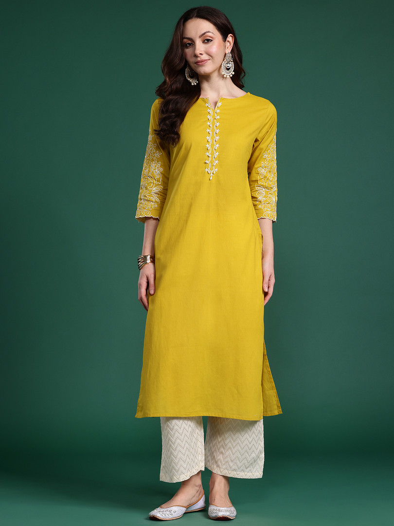 Indo Era Floral Embroidered Kurta