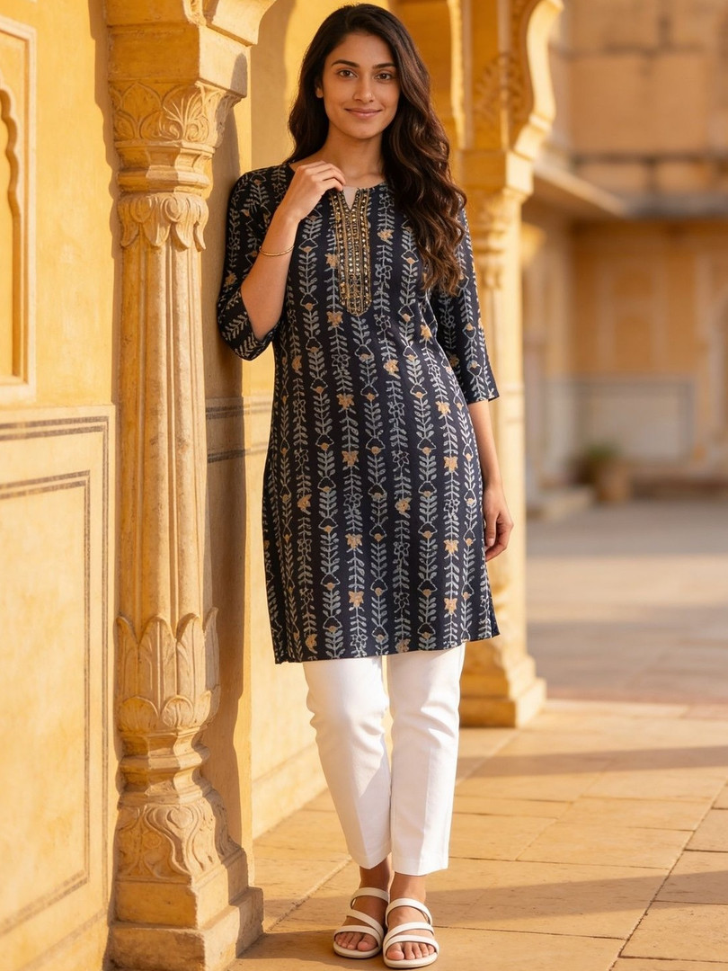 Rangita Women Embroidered Mirror Work Kurta