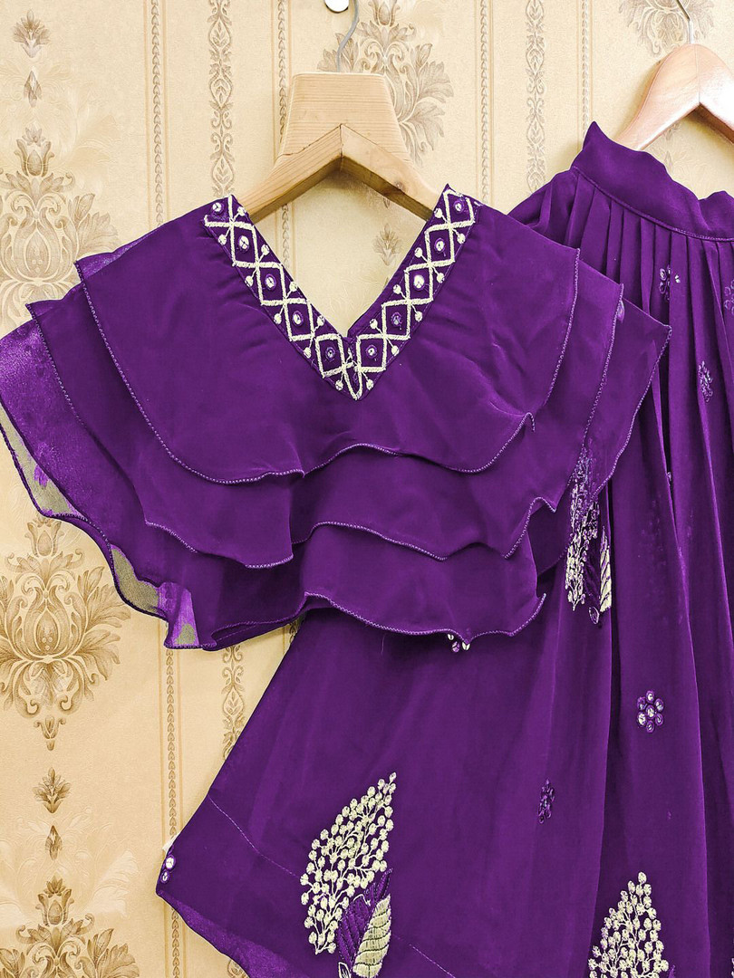 BAESD Girls Embroidered Mukaish Ready to Wear Lehenga &