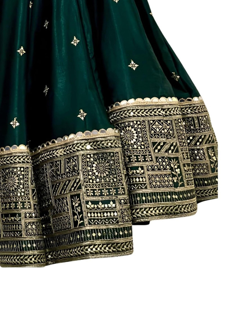SUPPAR SLEAVE Embellished Mirror Work Semi-Stitched Lehenga & Blouse With Dupatta