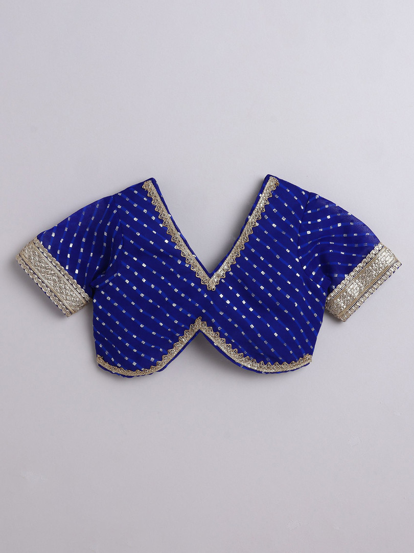 MANY FROCKS & Girls Printed Leheriya Ready to Wear Lehenga With Blouse & Dupatta