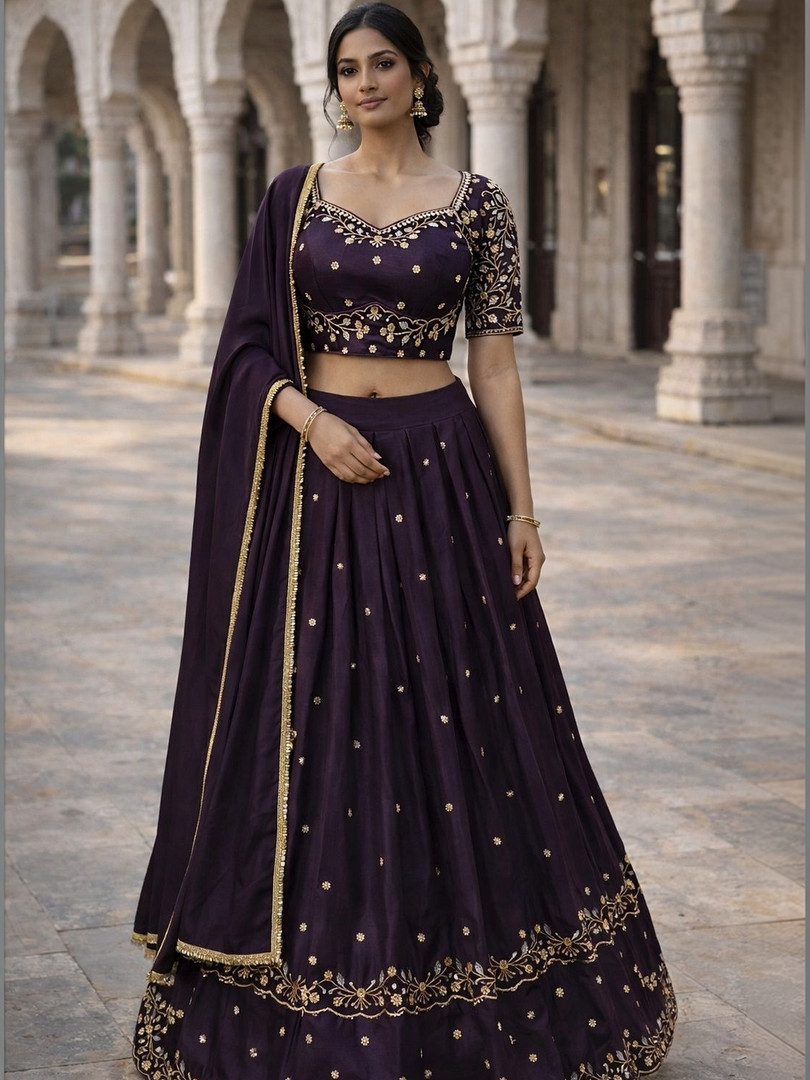NANCY DESIGNER Embroidered Ready to Wear Lehenga & Semi-Stitched Blouse With Dupatta