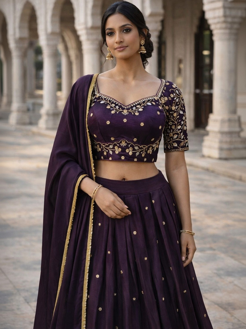 NANCY DESIGNER Embroidered Ready to Wear Lehenga & Semi-Stitched Blouse With Dupatta