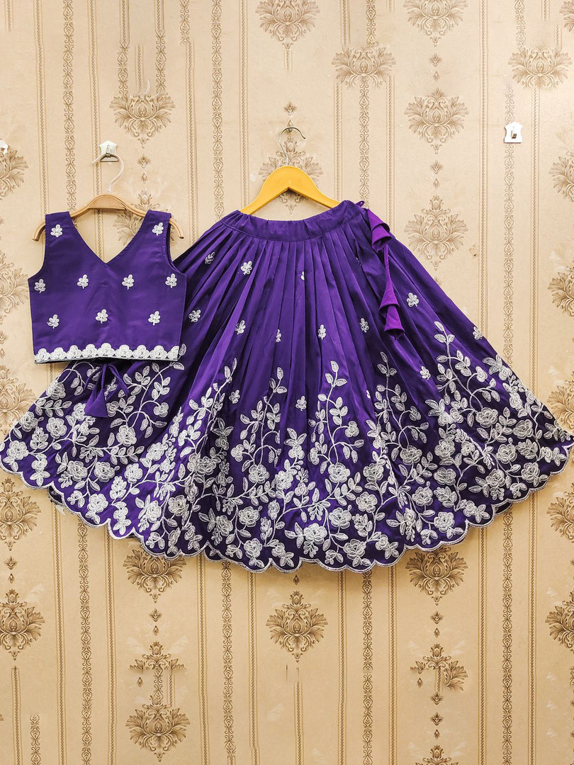 lehenga JOVK DESIGN Girls Embroidered Zari Work Silk Ready to Wear Lehenga & Blouse