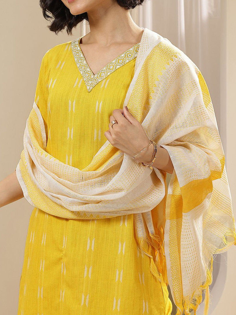 Libas Women Ethnic Motifs Woven Design Kurta with Salwar & Dupatta