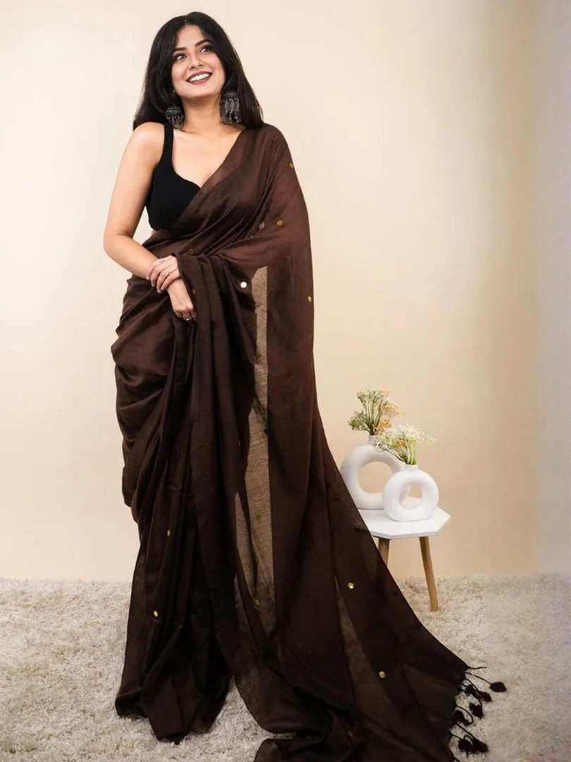 Jinal & Jinal Mirror Work Embellished Pure Cotton Saree