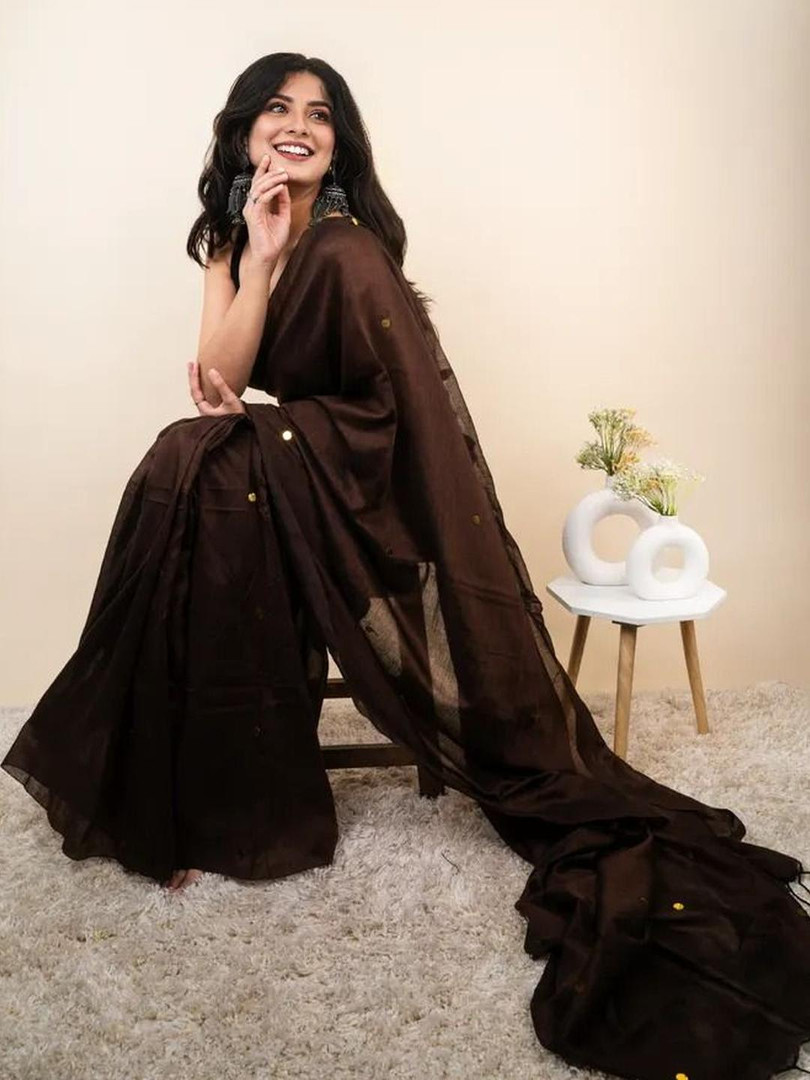 Jinal & Jinal Mirror Work Embellished Pure Cotton Saree