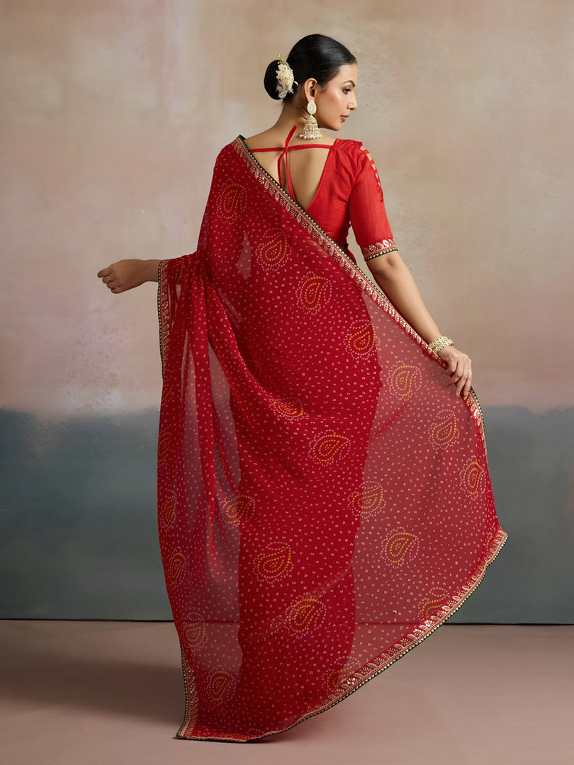 Mitera Sequinned Pure Georgette Bandhani Saree