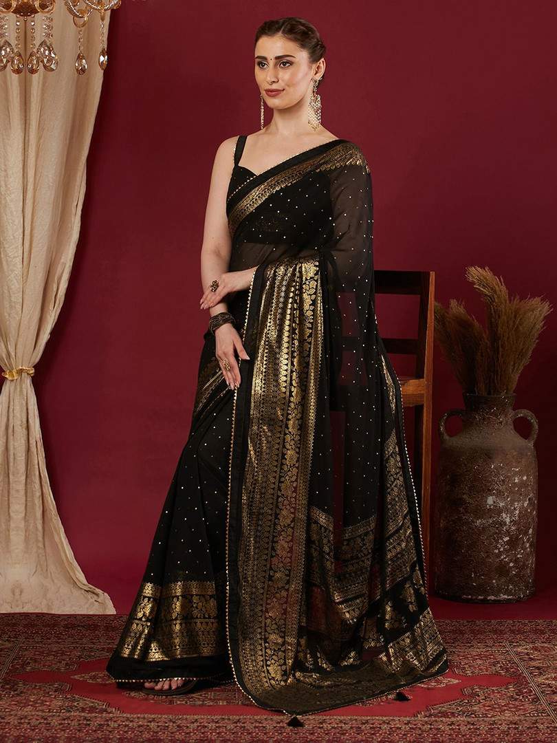 KALINI Women Woven Design Saree With Unstiched Blouse Piece
