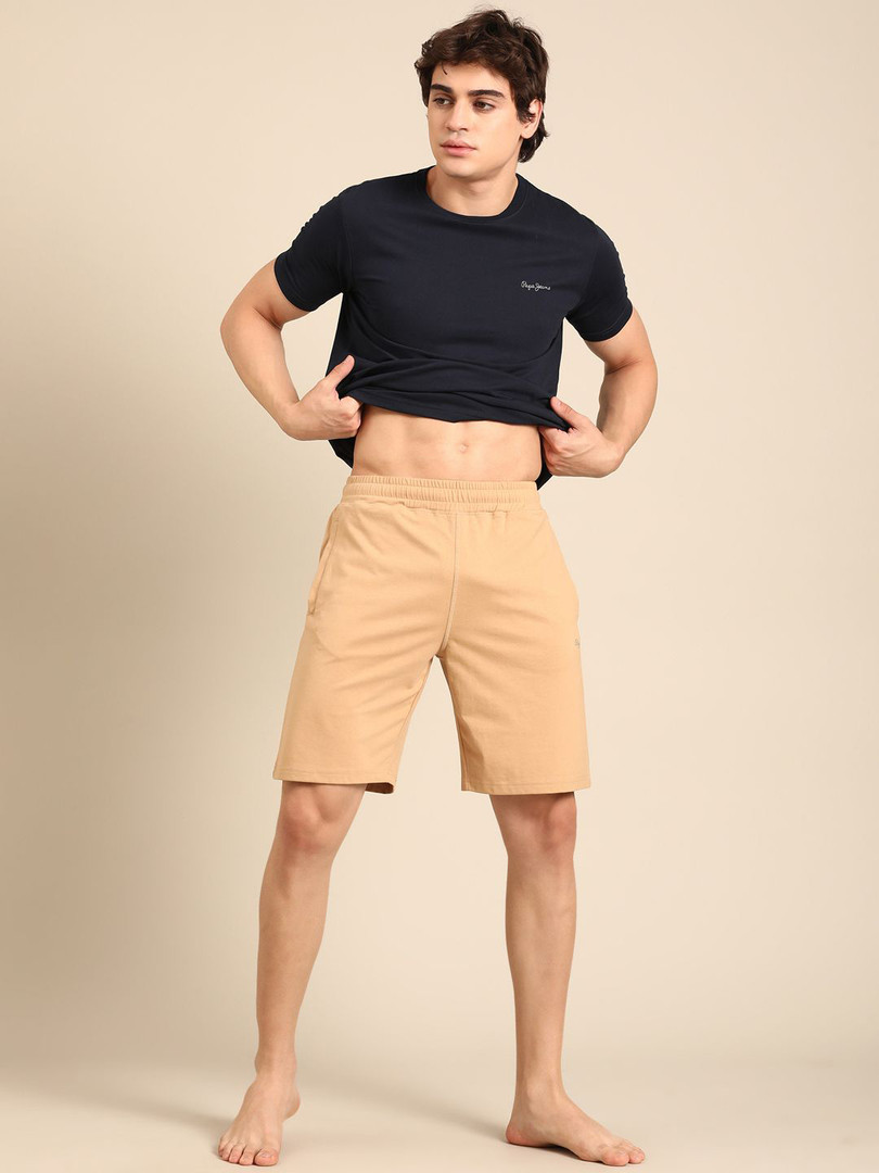 Pepe Jeans Men Solid Mid-Rise Slip-On Lounge Shorts