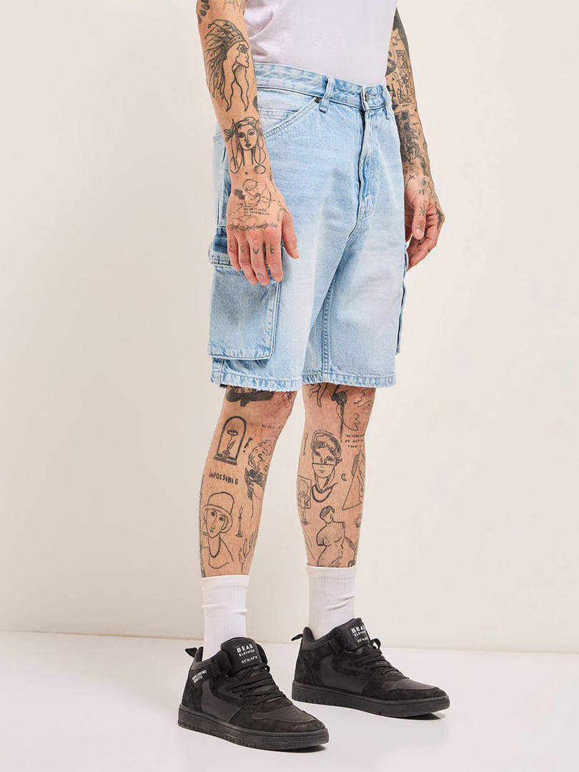 THE BEAR HOUSE Men Cotton Baggy Fit Denim Shorts