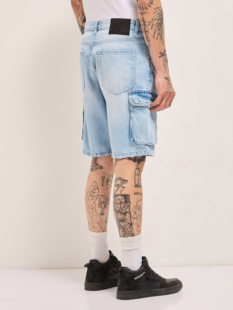 THE BEAR HOUSE Men Cotton Baggy Fit Denim Shorts