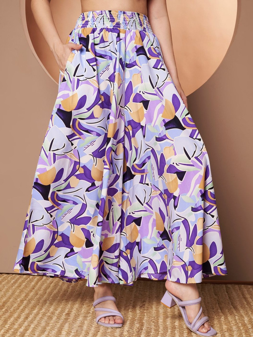 ZWERLON Printed Flared Maxi Skirts
