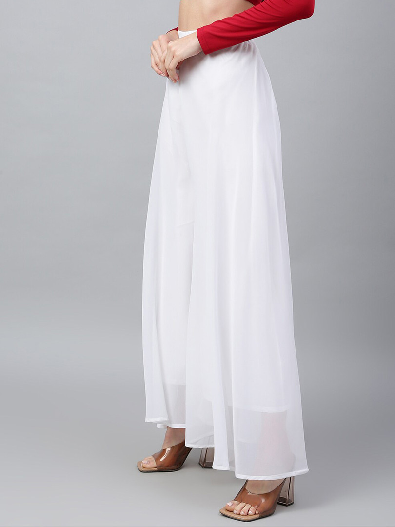 RATAN Women Flared Georgette Palazzos