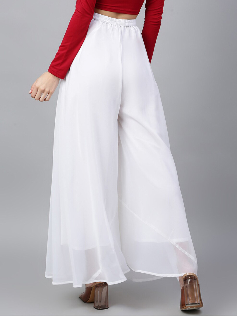RATAN Women Flared Georgette Palazzos