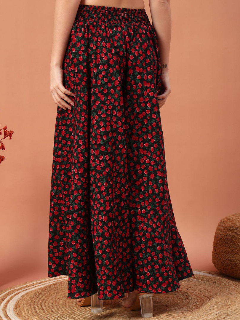 ZWERLON Women Floral Printed Flared Maxi Skirts