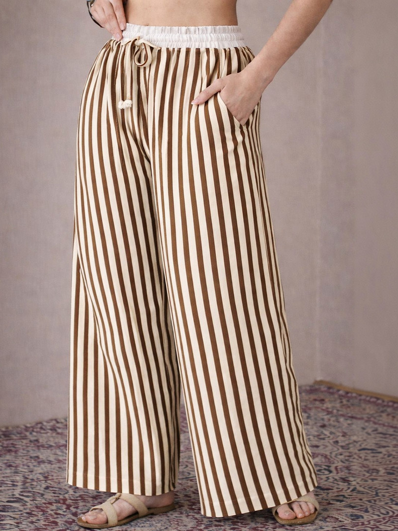 CORTICA Women Striped Knitted Palazzos