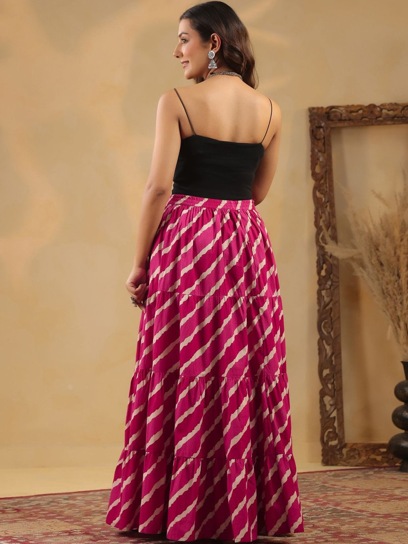 Rimeline Printed Pure Cotton Maxi Flared Skirts